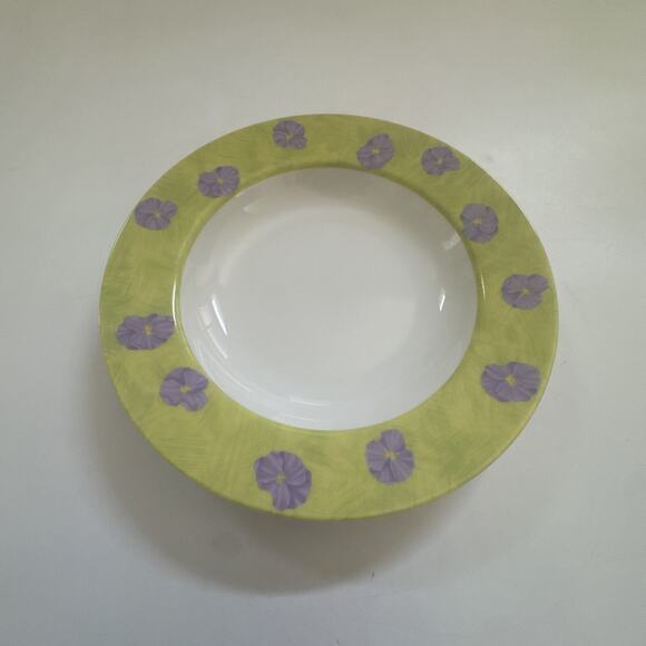 Set of 2 Mikasa Pansy Celadon Soup Salad Bowls L5752 Floral Dish Made in Japan - Picture 2 of 8